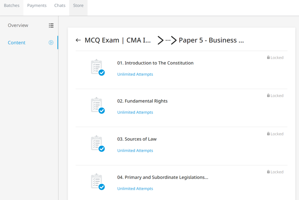 CMA Intermediate Chapter Wise Online Test Series