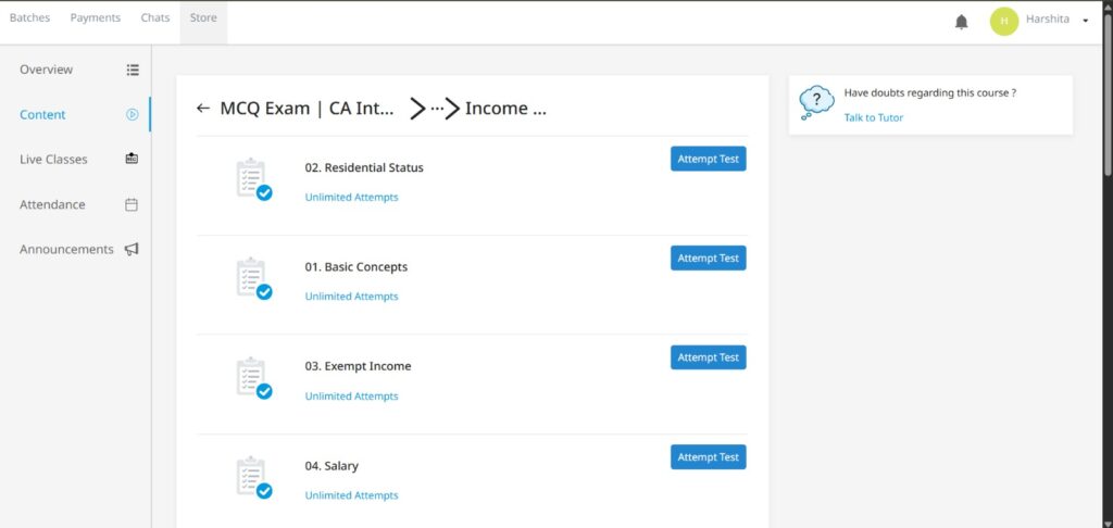 CA Intermediate test series -Unlimited Attempts