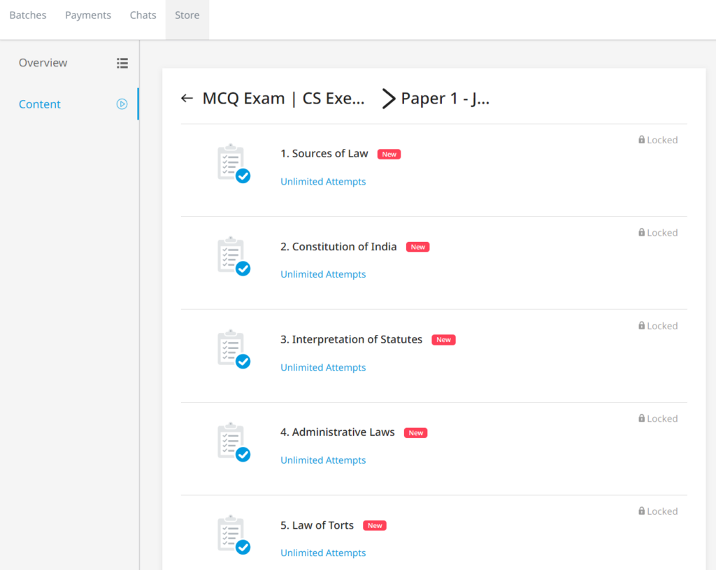 CS Executive Chapter wise Test Series